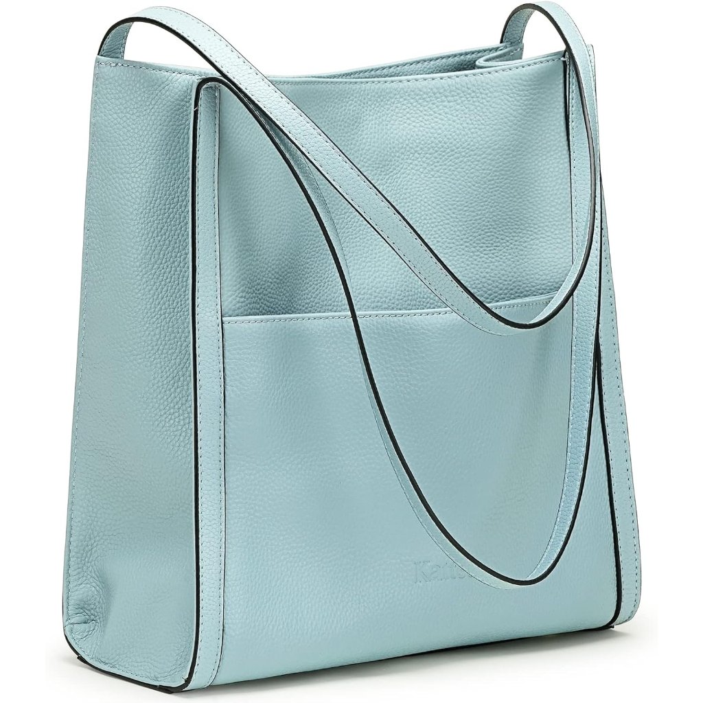 Women Shoulder Bag Genuine Leather Totes Purses And Handbags Medium Size Blue